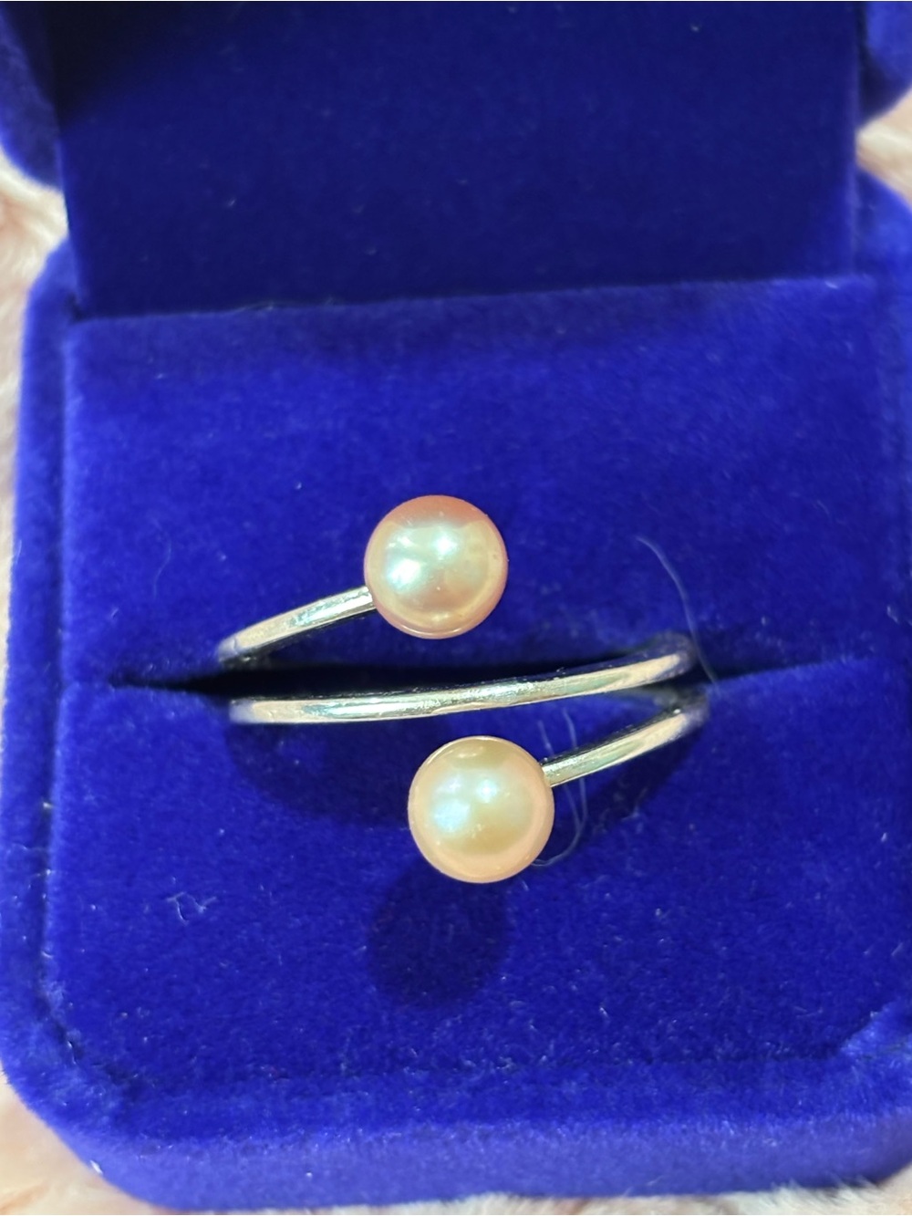 Sterling silver real  Pearl Open Band Ring - Women Jewelry